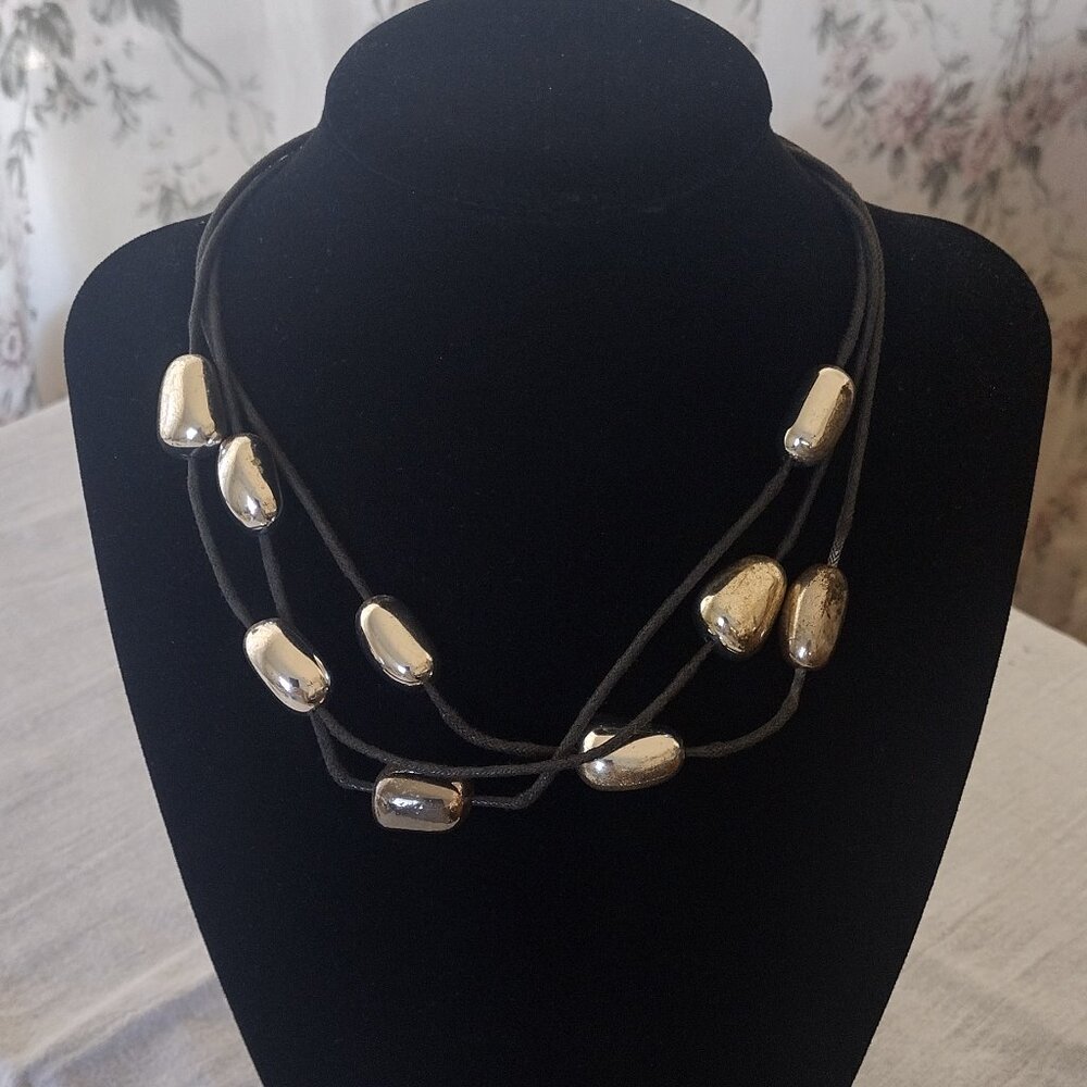 Avon Multistrand Corded Necklace Silver Tone - Picture 4 of 11